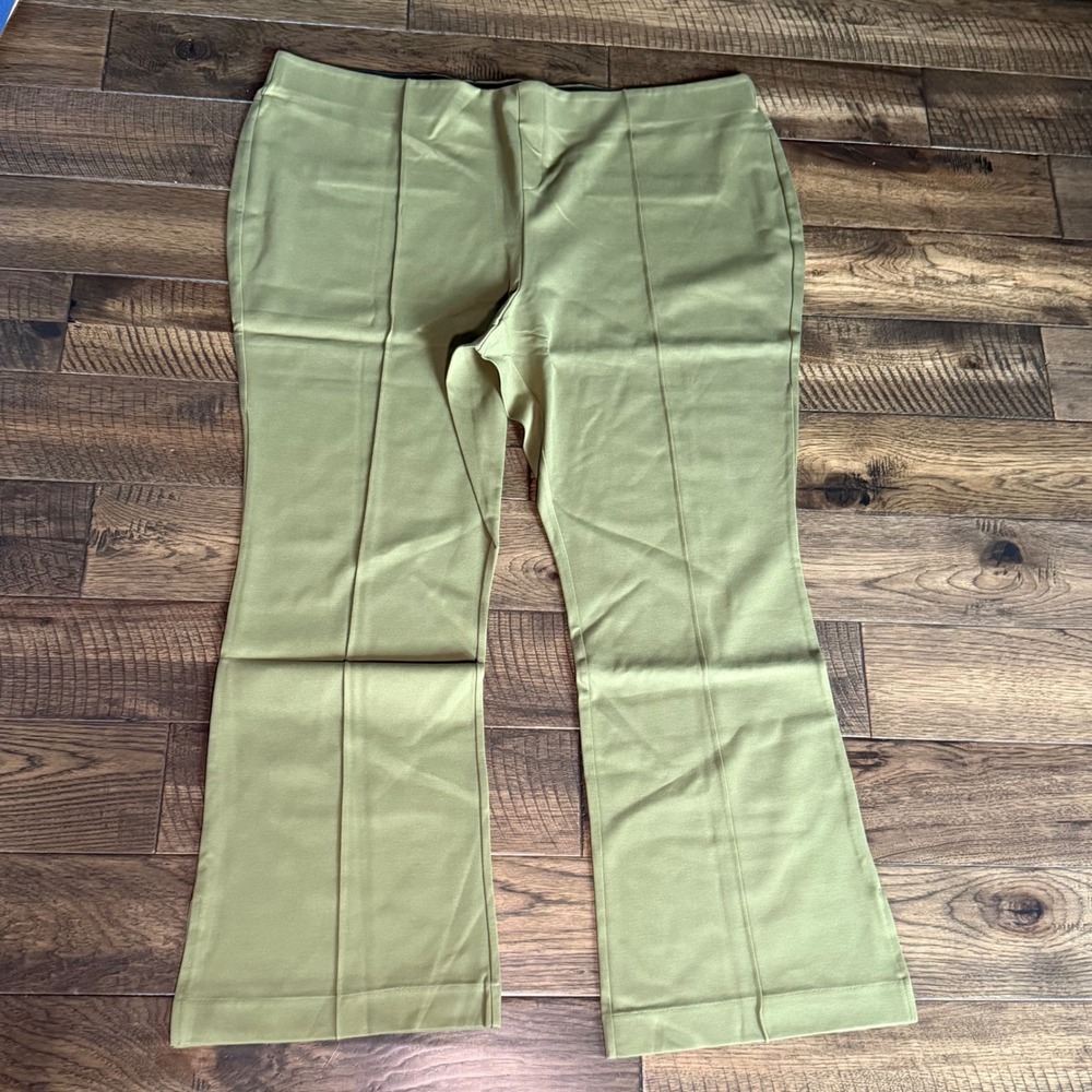 Peace Love World New Olive Green Pintuck Flare Pull On Pants Plus Size 3X Womens